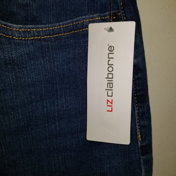 Liz Claiborne Amber Womens Mid Rise Straight Jeans with leg button detail - Picture 9 of 16